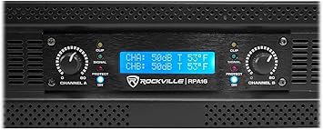 Rockville RPA16 10,000 Watt 2 Channel Power Amplifier Pro/DJ Amp+Speakon Cables