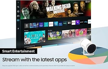 SAMSUNG 30”- 100” The Freestyle Smart Portable Projector with Alexa Built-in, FHD, HDR, Indoor/Outdoor Home Use, Big Screen Experience, 360 Sound, SP-LSP3BLAXZA, 2022 Model