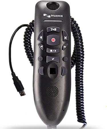 Nuance PowerMic III Microphone for Dragon, Coiled Cord (extends to 17 Ft), Dictate Documents and Control Your PC – All by Voice, PC Disc