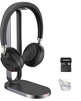 Yealink BH72 Wireless Bluetooth Headset - GTW Bundle of Yealink Wireless Headset (Teams) with Charging Stand (Black) and Global Teck Microfiber Cloth