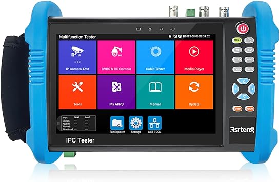 Rsrteng IPC-9800ADHS Plus CCTV Camera Tester 7-inch IPS Touch Screen Monitor CCTV Tester with HDTVI/HDCVI / AHD/SDI / IP Camera Support POE WiFi 4K H.265 HDMI 8GB TF Card