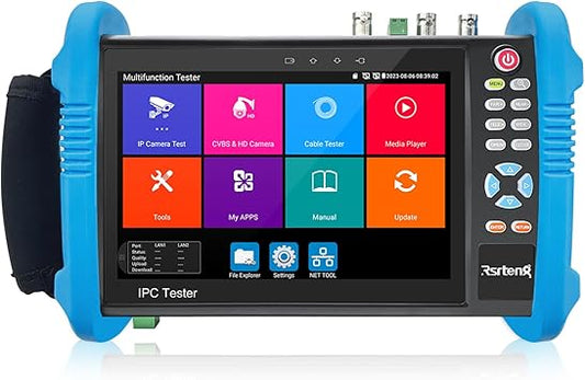 Rsrteng IPC-9800ADHS Plus CCTV Camera Tester 7-inch IPS Touch Screen Monitor CCTV Tester with HDTVI/HDCVI / AHD/SDI / IP Camera Support POE WiFi 4K H.265 HDMI 8GB TF Card