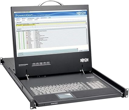 Tripp Lite Rack Console 1URM DVI, VGA for KVM Switch, 19" LCD 1080p Rack-Mount TAA (B021-000-19-HD2), black