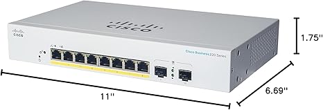 Cisco Business CBS220-8T-E-2G Smart Switch | 8 Port GE | 2x1G Small Form-Factor Pluggable (SFP) | 3-Year Limited Hardware Warranty (CBS220-8T-E-2G-NA)