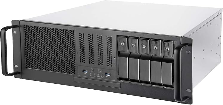 SilverStone Technology RM41-H08 4U Rackmount Server Case with 5 x 3.5 Hot-Swappable Bay and 3 x 5.25 Bays with USB 3.1 Gen 1 RM41-H08-x