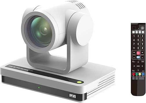 IPEVO VC-Z4K UHD 4K PTZ Camera: 1/2.8" HD CMOS, 12X Optical Zoom, AI AutoTracking, HDMI/USB-C, LAN, PoE. Ideal for Education, Video Conferencing, Church, Live Streaming on YouTube, OBS, Zoom - White