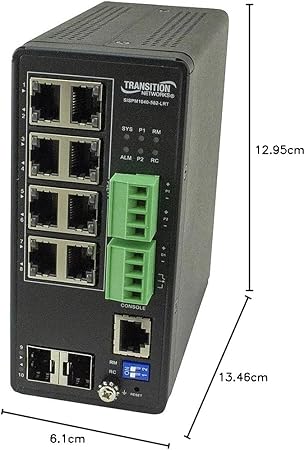 Transition Networks - SISPM1040-582-LRT - Transition Networks Managed Hardened Gigabit Ethernet PoE++ Switch - 8 Ports - Manageable - TAA Compliant - 4 Layer Supported - Modular - Optical Fiber,