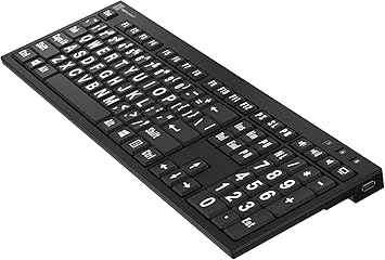 LogicKeyboard XL Print NERO PC Slim Line White on Black Keyboard For The Visually Impaired Plus LogicLight LED Keyboard Light via USB