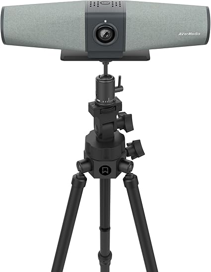 AVerMedia PA511D- 4K Video Conference Camera, Speakerphone, Echo Cancellation, Autoframing, Zoom Certified, Wired Network and One Cable Connection - Webcam for PC, Tripod & Monitor