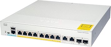 Cisco Catalyst 1000-8P-2G-L Network Switch, 8 Gigabit Ethernet PoE+ Ports, 67W PoE Budget, 2 1G SFP/RJ-45 Combo Ports, Fanless Operation, Enhanced Limited (C1000-8P-2G-L)
