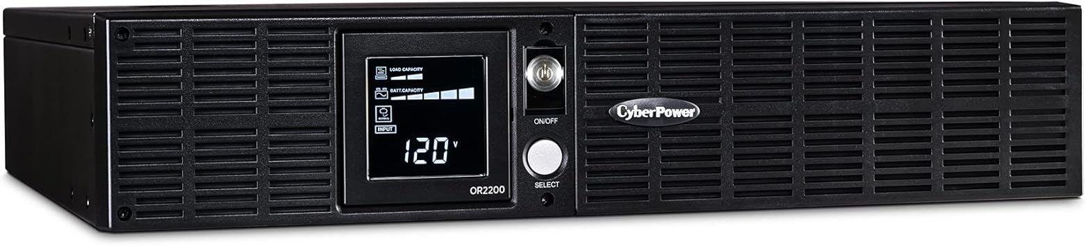 CyberPower OR2200LCDRT2U Smart App LCD UPS System, 2200VA/1320W, 8 Outlets, AVR, 2U Rack/Tower