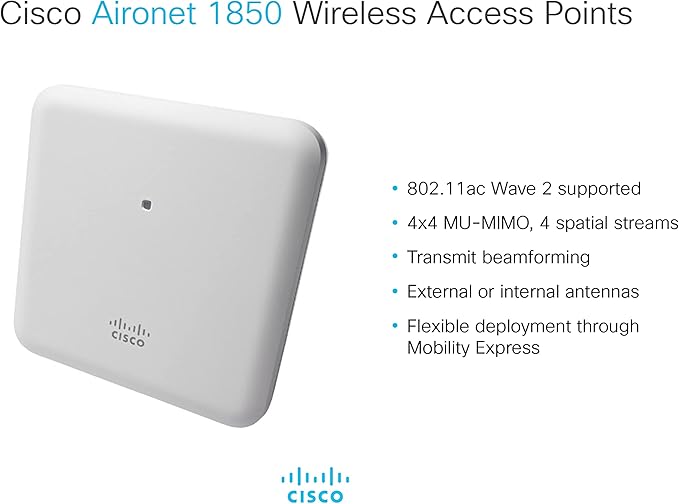 Cisco Aironet 1852I-B-K9 Wi-Fi Access Point, 802.11ac Wave 2, with Internal Antenna (AIR-AP1852I-B-K9)