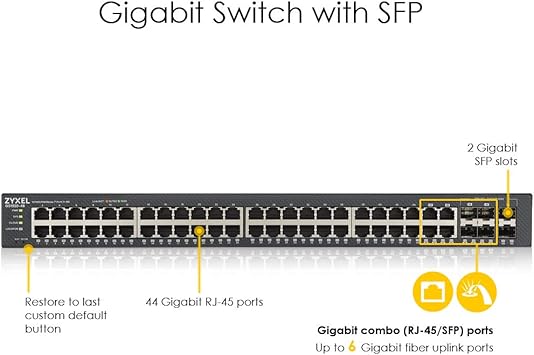 Zyxel 48-Port Gigabit Ethernet NebulaFlex Smart Managed Switch | 4X RJ-45/SFP Ports | Metal | Limited Lifetime GS1920-48v2