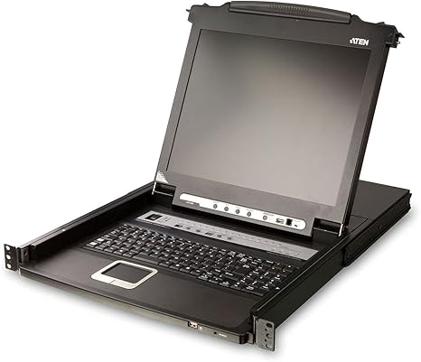 ATEN CL5708M 8-Port 17-Inch LCD Integrated USB/PS2 Combo KVM with Extra Conaole Port and USB Peripheral Support (Black)