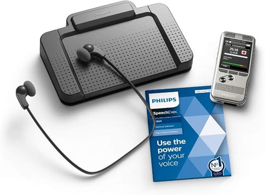 Philips PocketMemo DPM6700/03 Author and Assistant Kit Includes DPM6000 Voice Recorder, Foot Switch ACC2330, Stereo Underchin Headphones LFH0334 and SpeechExec Basic Voice & Playback Software