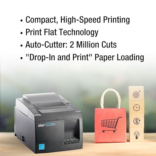 Star Micronics TSP143IIIBi Bluetooth Thermal Receipt Printer for iOS, Android, and Windows with Auto-cutter and Internal Power Supply - Gray