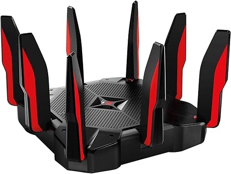 TP-Link AC5400 Tri Band Gaming Router - MU-MIMO, 1.8GHz Quad-Core 64-bit CPU, Game First Priority, Link Aggregation, 16GB Storage, Airtime Fairness, Secured WiFi, Works with Alexa (Archer C5400X)