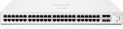 HPE Networking Instant On Switch Series 1830 48-Port Gb Smart-Managed Layer 2 Ethernet Switch | 48x 1G | 4X SFP | Fan-Less | US Cord (JL814A#ABA)