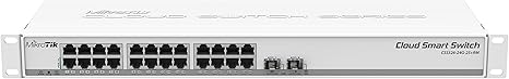 Mikrotik CSS326-24G-2S+RM Managed Gigabit Ethernet (10/100/1000) Supports Power Over Ethernet (PoE) 1U Network Switch, White