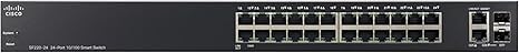 Cisco SF220-24 Smart Switch with 24 Fast Ethernet Ports plus 2 Gigabit Ethernet (GbE) Ports, Limited Lifetime Protection