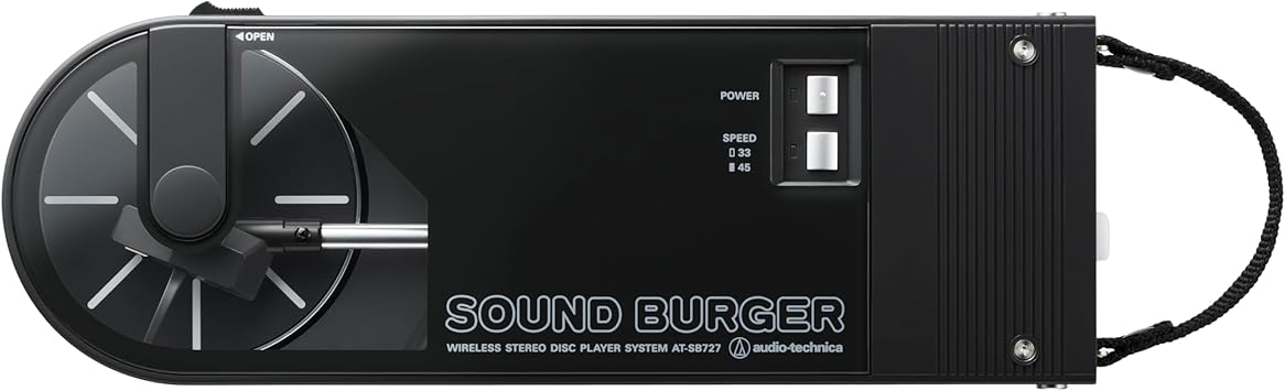 Audio-Technica AT-SB727 Sound Burger Portable Bluetooth Turntable (Black), with USB-C Charging and up to 12 Hours of Spinning