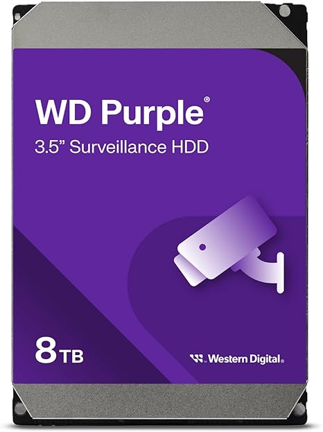 Western Digital 8TB WD Purple Surveillance Internal Hard Drive HDD - SATA 6 Gb/s, 128 MB Cache, 3.5