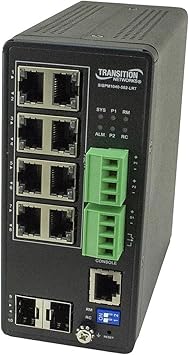 Transition Networks - SISPM1040-582-LRT - Transition Networks Managed Hardened Gigabit Ethernet PoE++ Switch - 8 Ports - Manageable - TAA Compliant - 4 Layer Supported - Modular - Optical Fiber,