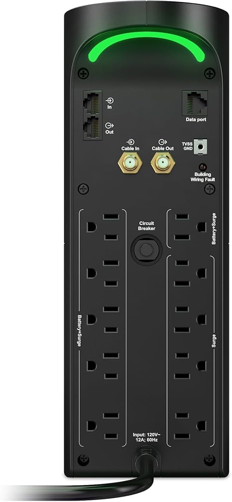 APC UPS for Gaming, 1500VA Sinewave UPS Battery Backup with AVR, BGM1500B-CA, (2) USB Charger Ports, Back-UPS Pro Uninterruptible Power Supply, 5 Volts