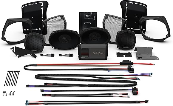 Rockford Fosgate HD9813SG-STG3 (Stage 3) Fairing Speakers, Saddlebag Speakers and 800-Watt Amplifier Kit for Select 1998-2013 Harley Davidson Street Glide & Electra Glide Motorcycles