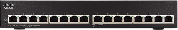CISCO DESIGNED SG110-16 Desktop Switch with 16 Gigabit Ethernet (GbE) Ports, Limited Lifetime Protection (SG110-16-NA), Black
