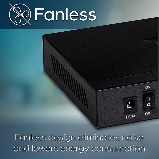 TRENDnet 8-Port Unmanaged 2.5G PoE+ Switch, Fanless, Compact Desktop Design, Metal Housing, 2.5GBASE-T Ports, IEEE 802.3bz, 100W PoE Budget, Black, TPE-TG380