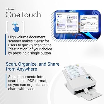 Visioneer Patriot PD45 Scanner, USB Duplex Office Document Scanner for PC and Mac, 50 PPM, Automatic Document Feeder (ADF), White