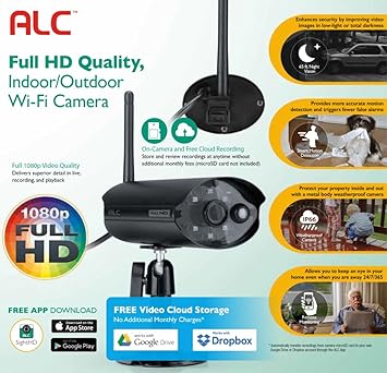 AWF61 ALC Full HD 1080p Wi-Fi IP Security Camera with On Camera Recording and Free Cloud Storage (ALCAWF61)