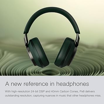 Bowers & Wilkins Px8 Over-Ear Wireless Headphones, Advanced Active Noise Cancellation, B&W Android/iOS Music App Compatible, Premium Design, 7-Hour Playback on 15-Min Quick Charge, Black (FP42951)