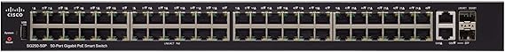 CISCO DESIGNED SG250-50P Smart Switch | 50 Gigabit Ethernet Ports | 48 Gigabit Ethernet RJ45 Ports | 2 SFP Gigabit Ethernet Combo Ports | 375W PoE | Limited Lifetime Protection (SG250-50P-K9-NA), Black