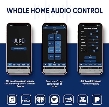 Juke-8 | 8 Zone Audio Amplifier with Wireless Control | Compatbile with Airplay, Airplay 2, Spotify Connect, DLNA | Multi-Room Audio Amp with Streaming