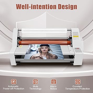 V350 350mm Hot Cold Roll Laminator, Digital Display Single and Dual Sided Thermal Laminating Machine with 4 Rollers for Home Office School