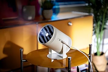 SAMSUNG 30”- 100” The Freestyle Smart Portable Projector with Alexa Built-in, FHD, HDR, Indoor/Outdoor Home Use, Big Screen Experience, 360 Sound, SP-LSP3BLAXZA, 2022 Model