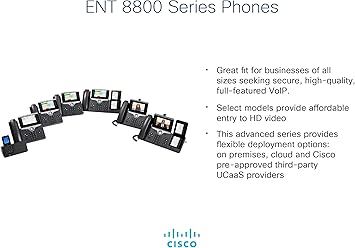 Cisco IP Business Phone 8861, 5-inch WVGA Color Display, Gigabit Ethernet Switch, Class 4 PoE, WLAN Enabled, 2 USB Ports, 10 SIP Registrations, 1-Year Limited Hardware Warranty (CP-8861-K9=)