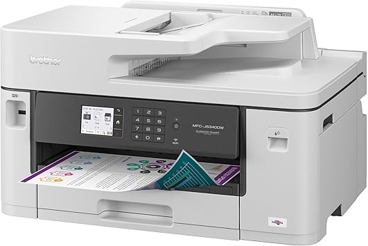 Brother MFC-J5340DW Business Color Inkjet All-in-One Printer with Printing up to 11”x17 (Ledger) Size Capabilities, White