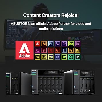 Asustor Lockerstor 4 Gen2 - AS6704T | 4-Bay NAS, Quad-Core 2.0GHz Processor, 4 M.2 NVMe Slots (PCIe 3.0), Dual 2.5GbE, Expandable to 10GbE, 4GB DDR4 RAM, (No Drive)