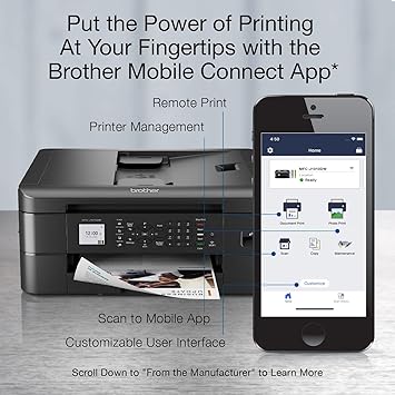 Brother MFC-J10 Series 3-in-1 Printer, Wireless Color Inkjet Printer, Printer, Copy, Scan, Fax - 9.5 ppm, 150 Sheets, 1.8" Color LCD, with Mobile Device and Duplex Printing, with MTC Printer Cable