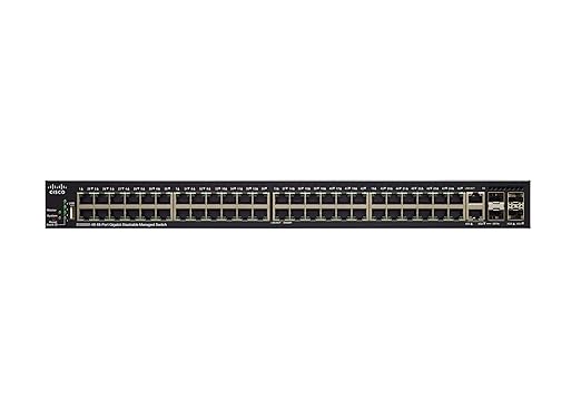 CISCO DESIGNED SG350X-48P Stackable Managed Switch with 48 Gigabit Ethernet (GbE) Ports, 2 x 10G Combo + 2 x SFP+, 382W PoE, Limited Lifetime Protection (SG350X-48P-K9-NA), Black