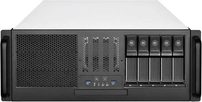 SilverStone Technology RM41-H08 4U Rackmount Server Case with 5 x 3.5 Hot-Swappable Bay and 3 x 5.25 Bays with USB 3.1 Gen 1 RM41-H08-x