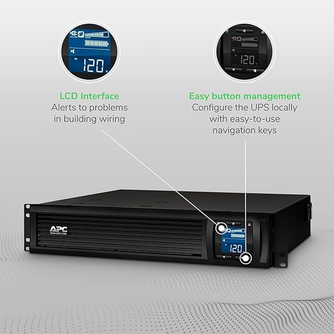 APC UPS 1500VA Smart-UPS with SmartConnect, Pure Sinewave UPS Battery Backup, Line Interactive, 120V Uninterruptible Power Supply, Rackmount UPS (SMC1500-2UC)