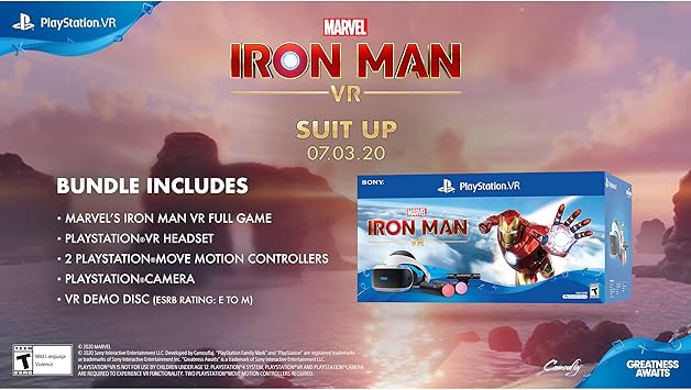 PlayerO Play-Station VR Marvel's Iron Man VR Bundle: Headset, Camera, 2 Move Motion Controllers, Digital Code for PS-4 PS-5, White