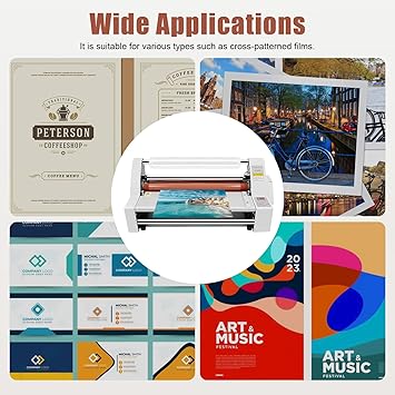 V350 350mm Hot Cold Roll Laminator, Digital Display Single and Dual Sided Thermal Laminating Machine with 4 Rollers for Home Office School