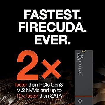 Seagate FireCuda 530 1TB Internal Solid State Drive - M.2 PCIe Gen4 ×4 NVMe 1.4, Transfer speeds up to 7300MB/s, 3D TLC NAND, 1275 TBW, 1.8M MTBF, Heatsink, with Rescue Services (ZP1000GM3A023)