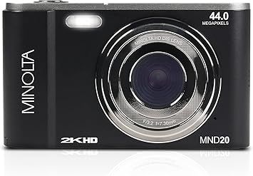 Minolta MND20 44 MP / 2.7K Ultra HD Digital Camera (Black)