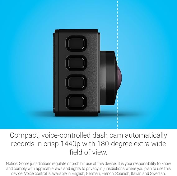 Garmin Dash Cam 67W, 1440p, 180-degree FOV, Remotely Monitor Your Vehicle and Signature Series Cloth
